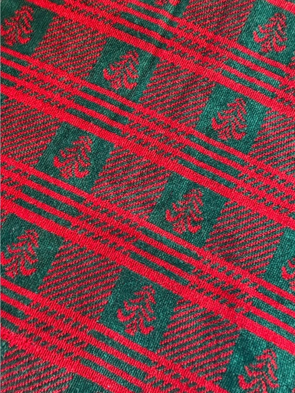 Vintage JCPenney Christmas Towel Set Red Green Plaid Tree Bath Hand Washcloth